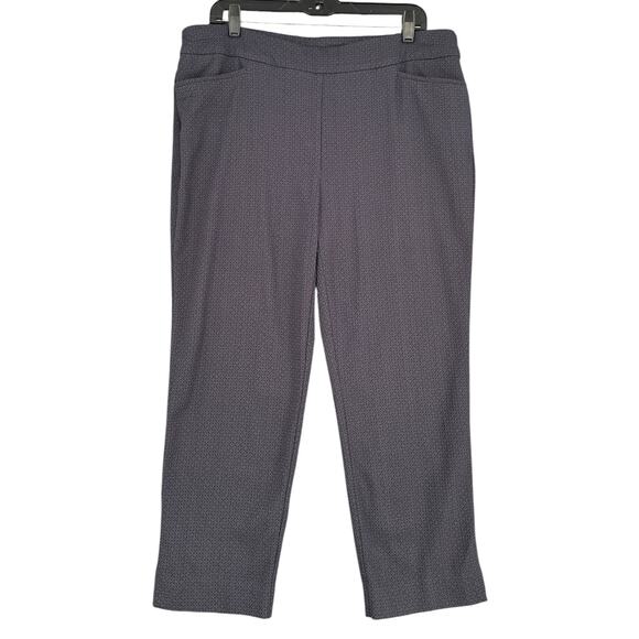Chico's Gray Geometric Patterned‎ Flat Front Stretch Casual Pants 16 Petite - Picture 1 of 8